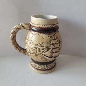 Vintage AVON Tall Ships Ceramic Stein Mini Stein Collectible, 5 ships on Stein